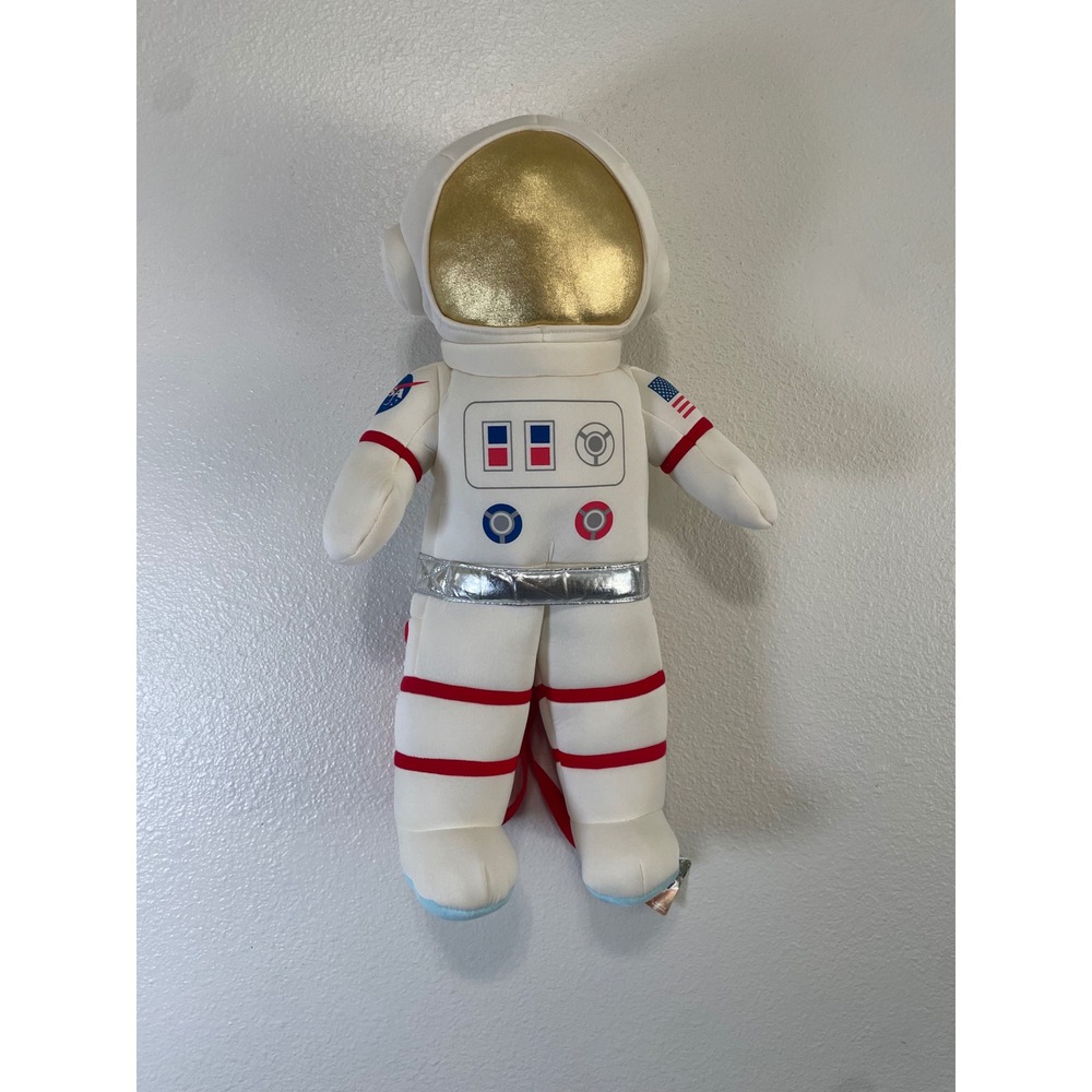 NASA Astronaut Plush Backpack Kids White Gold‎ Spaceman 21in Adventure Planet